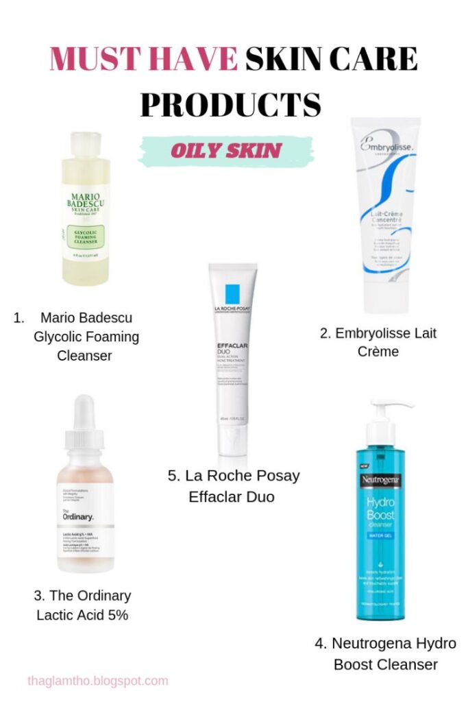 List of best products for a skin care routine for oily skin