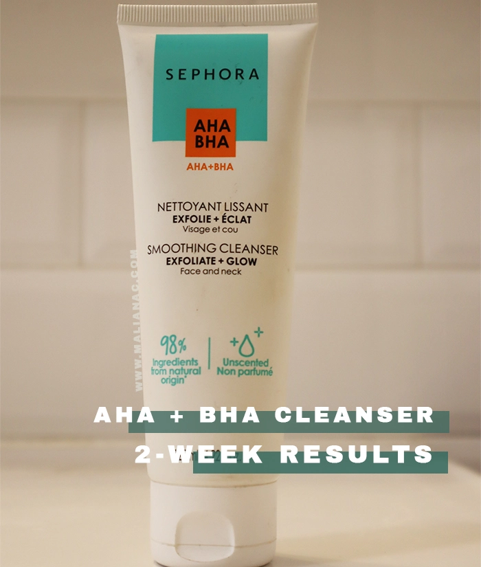 A blog post review of sephora AHA BHA cleanser on oily skin