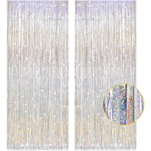 Decor silver curtains with glitters