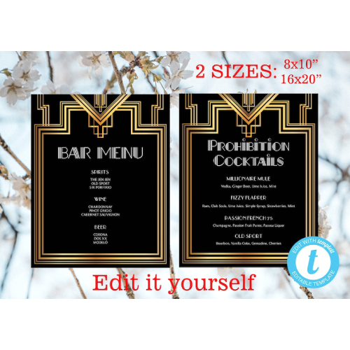 prohibition party menu