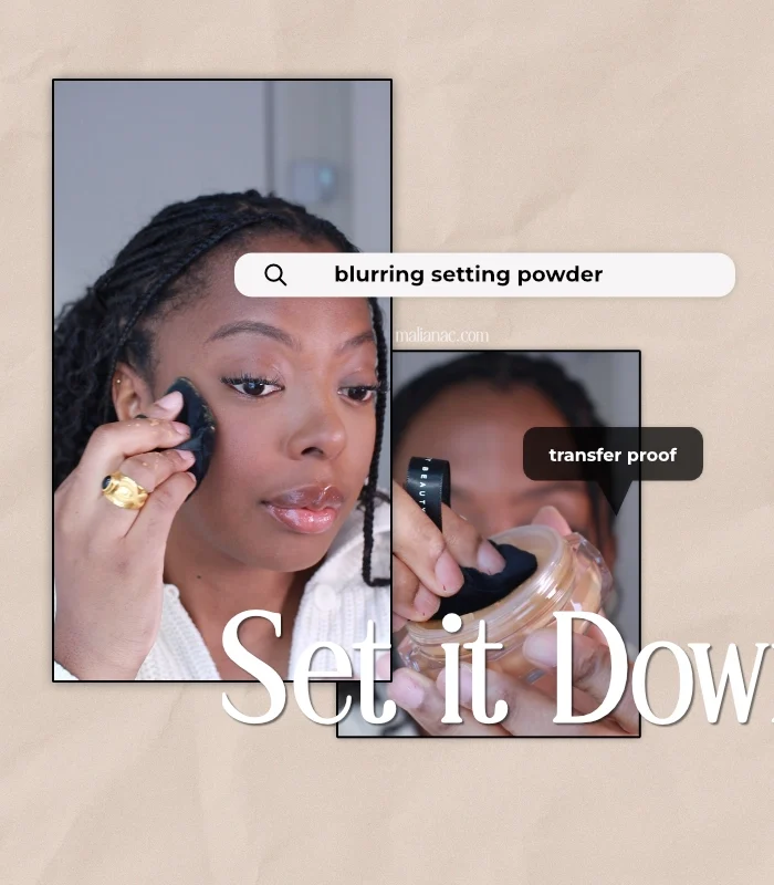 Fenty Beauty set it down setting powder review on dark skin